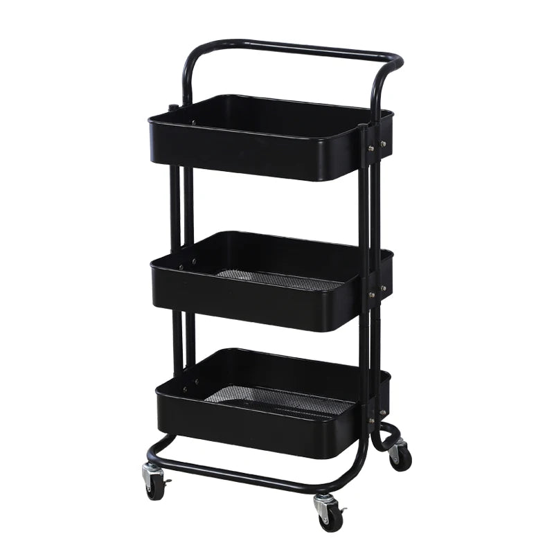 Household Kitchen Trolley Multifunctional Metal Storage Rack Removable Vegetable and Fruit Shelving
