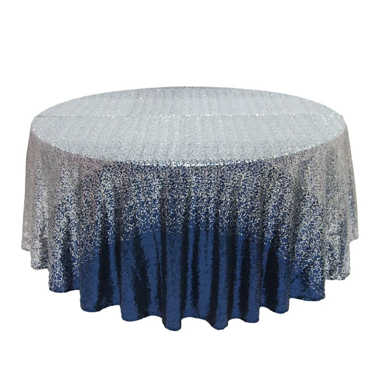 Silver With Navy Two Colors Gradient Effect Tablecloth for Wedding Party Event Decoration