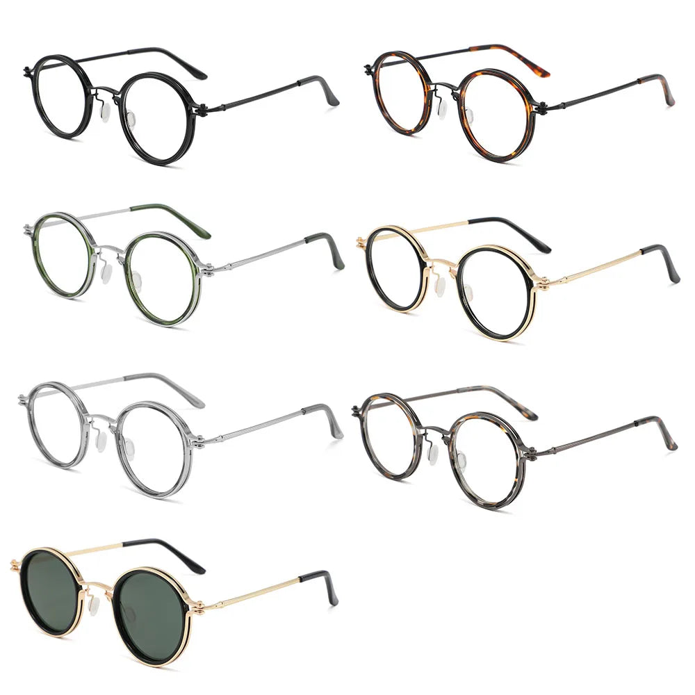 Luxury Classic Metal Round Frames Anti Blue Light Blocking Optical Eyeglasses Glasses