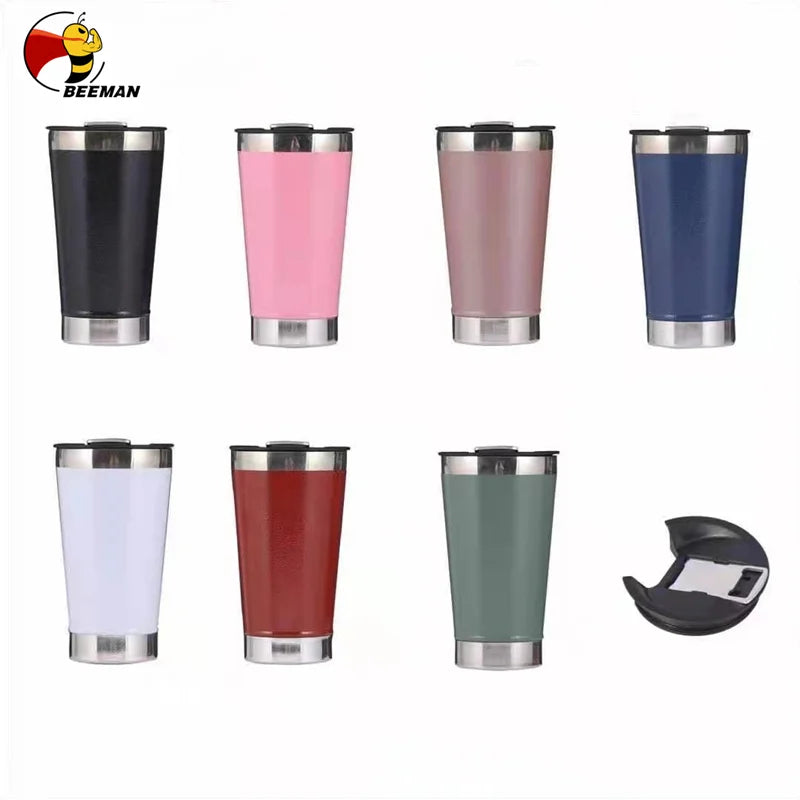 Beeman 2022 Hot Custom Logo 18/8 Double-layer Hammer Stainless Steel 20OZ Cold Coffee Beer Mug With Bottle Opener