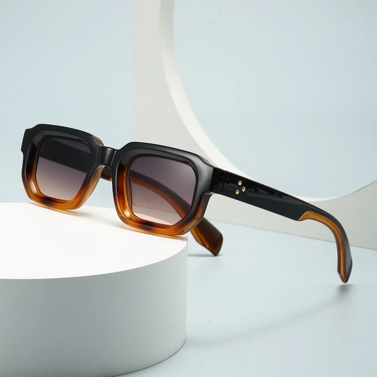 35100 Luxury Men Square Sunglasses Small Rectangle Sunglasses Men Black Leopard Vintage Brand Designer Square Sun Glasses Shade