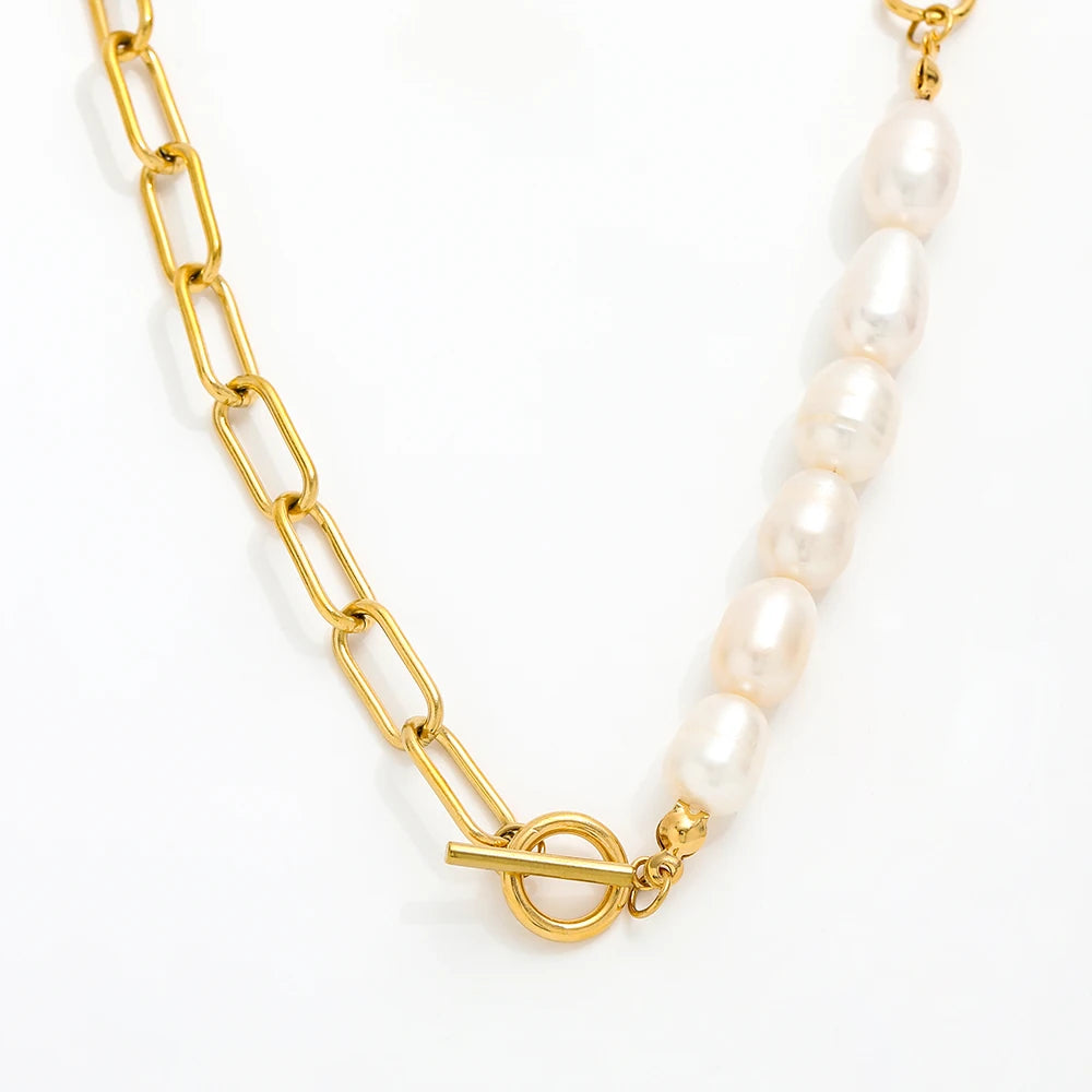 Joolim Jewelry 18K Pvd Gold Plated Real Natural Freshwater Pearl Necklace Tarnish Free Trendy Jewelry