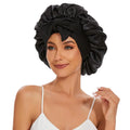 Double Layer Satin Night Cap for Ladies Elastic Strap Adjustable Knit Curly Tie Cap Sleep Comfort with Style