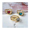 Carline Stainless Steel  Fashion Spring Design 18K Gold Plated Band Jewelry Minimalist Zircon Heart Ring for Women