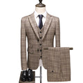 Classic Checkered 3 Pocket Gentlemen Costume Wedding Suits for Men Plaid Suit Jacket Coat Trousers Waistcoat Business Suits Set