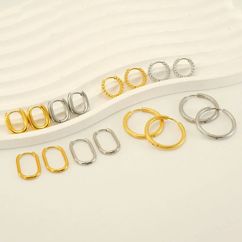 Minimalist Jewelry Designer 18K Gold Plated Stainless Steel Small Huggie Hoop Earrings for Women Trendy
