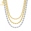 Women Stackable High Quality Fashion Jewelry Gold Plated Stainless Steel Oval Ball Bead Chain Necklace
