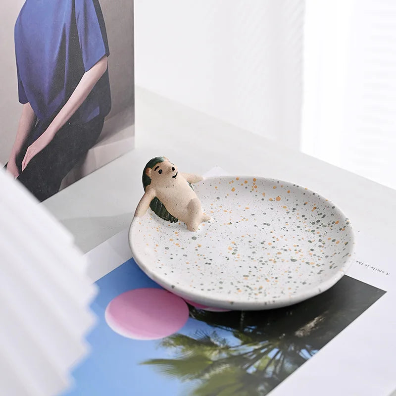 Modern Simple Ins Style Ceramic Decorative Trays Creative Entry Door Key Storage Advanced Sensory Sensation Entry Door Key