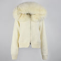 OFTBUY 2025 Women's Winter Autumn Coat Casual Hooded Short Knitted Jacket Real Fox Fur Collar Solid Outwear Sweater Zipper Warm