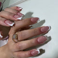 Artificial Fingernails Press on Nail Package Medium Length Square Diamond False Nails Press on Nails with Glue