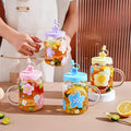 Ins Korea Flower Printing Glass Straw Cup Heat Resistant Glass Water Cup