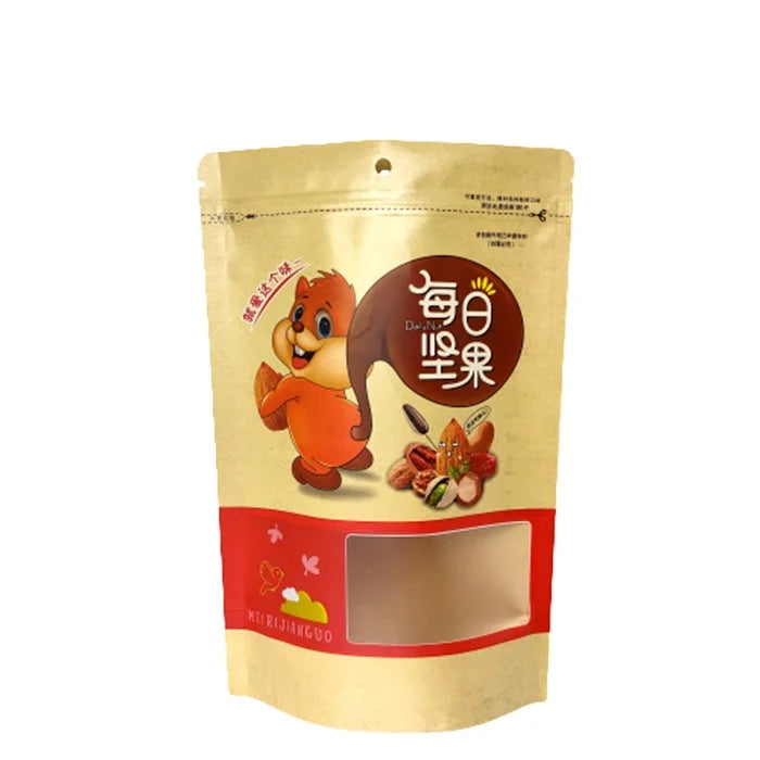 Customizable Brown Kraft Paper Stand-Up Zipper Packaging Bags Evoh Barrier Film for Food & Sugar Products