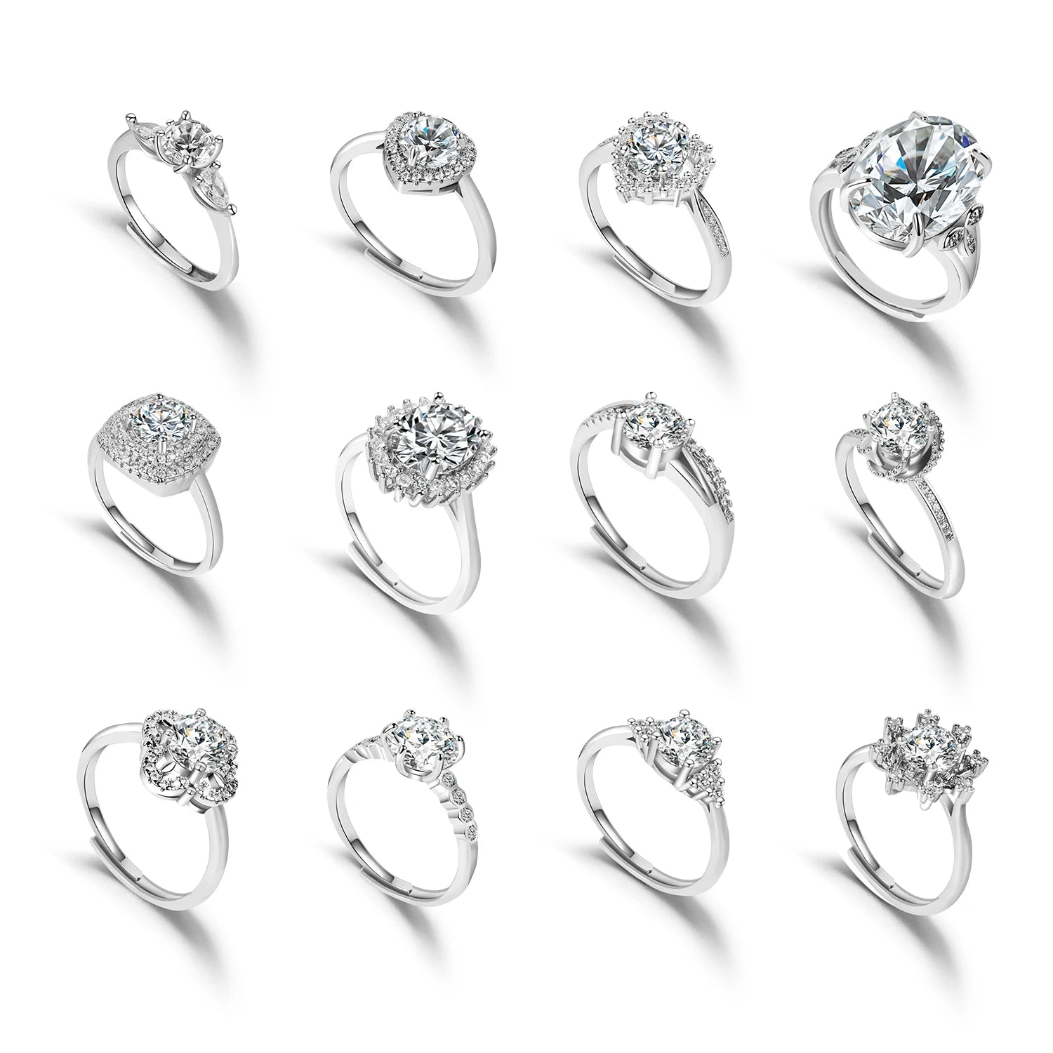 HOVANCI Silver Diamond Sample Engagement Heart Gemstone Zircon Finger Ring Customized Wedding Engagement Ring for Girls