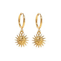 Vintage Aretas Gold Plated Earrings Trendy Jewelry Titanium Statement Huggies Face Sun Dangle Hoop Earrings for Women
