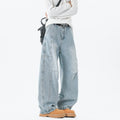 Men's New Gradient Old All-Match Jeans Spring Autumn American Washed Denim Loose Straight Mid Pants for Teenagers Casual