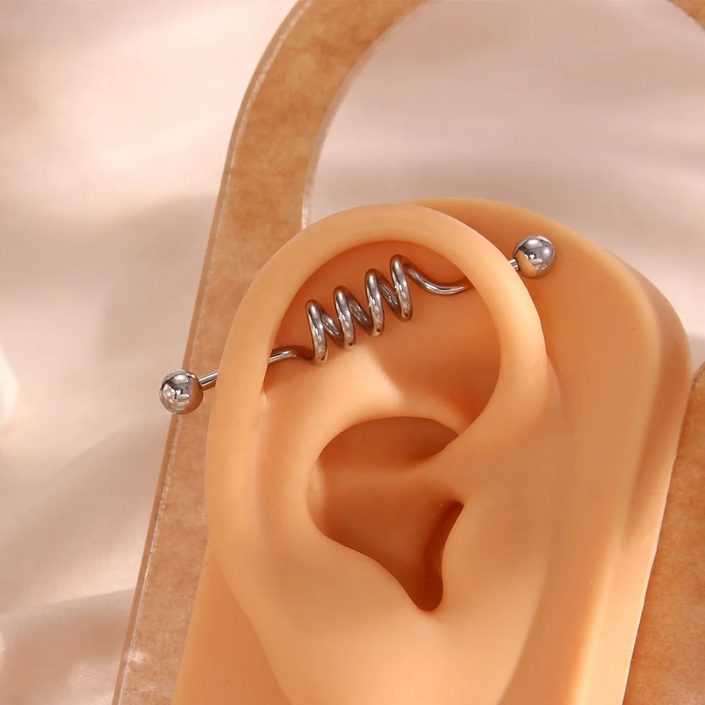Wholesale Tarnish Free 316L Stainless Steel Spring Shape Ear Cartilage Earring Belly Piercing Jewelry Navel Belly Button Ring