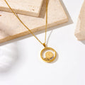 Stainless Steel Waterproof Jewelry Accessories Gold-Plated 1923 Turkish Coin Blue Evil Eye Beads Pendant Necklace for Women