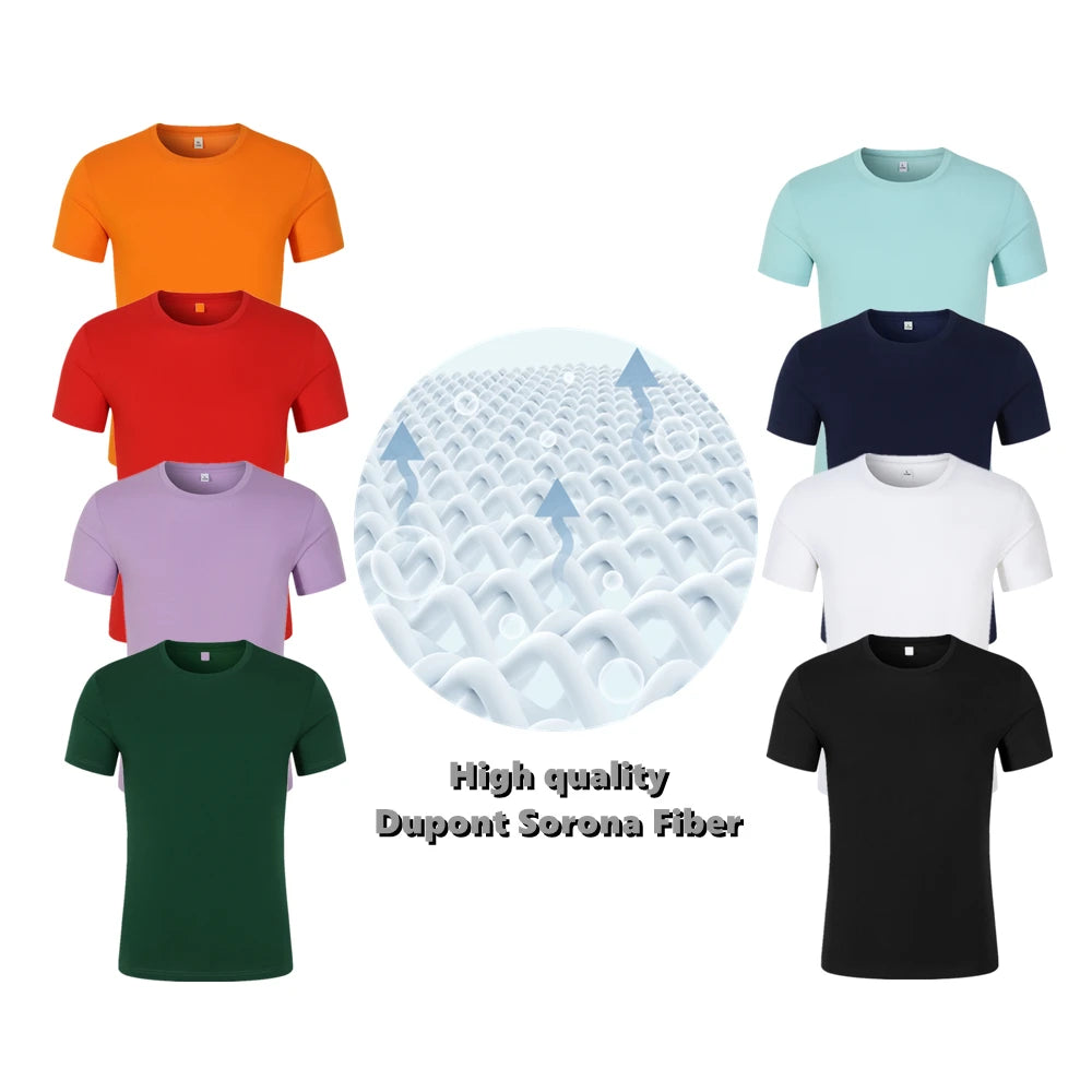 Dupont Sorona 64% Cotton+36% Polyester Custom Logo Printed Men's T-Shirt Solid Pattern Yarn Dyed Knitted Women's Tshirts