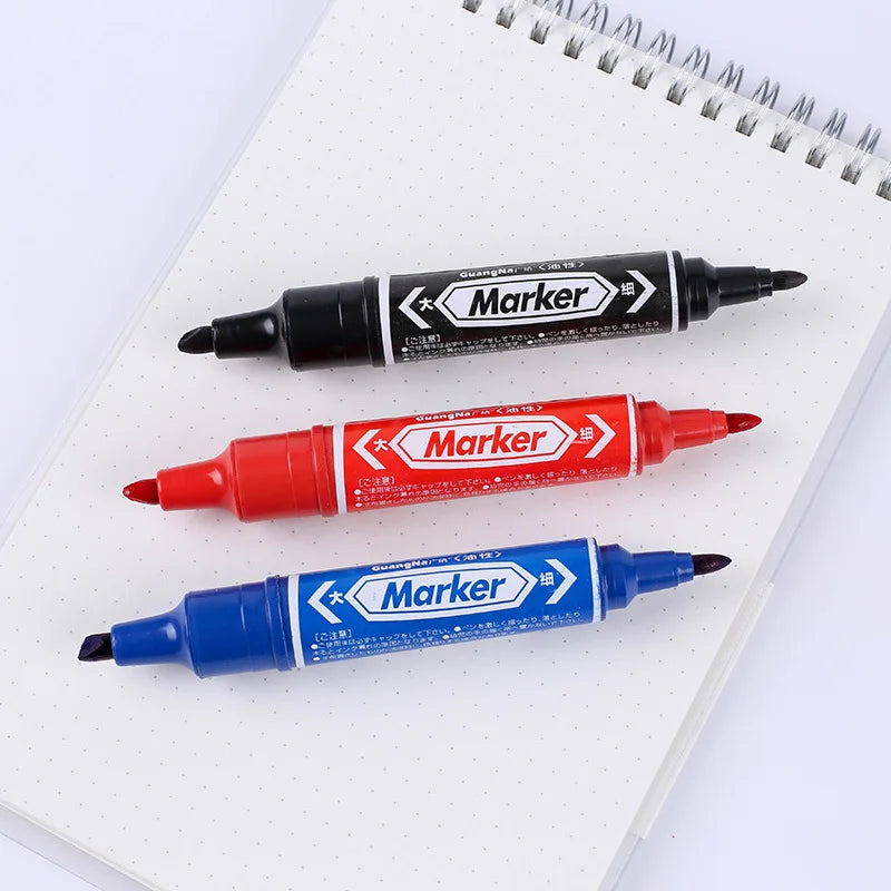 Customizable Waterproof Double Headed Oil Base Permanent Ink Fast Drying Permanent Marker Pen for Paper 3 Colors