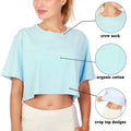 2023 Summer Short Sleeve T Shirts Women Cotton Solid T-shirt O Neck High Waist Crop Top T-shirt Female Casual Loose T Shirt