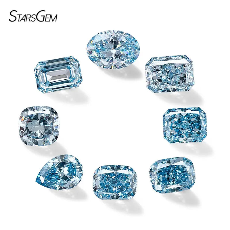 Starsgem Fancy Shape Blue Lab Diamond 2ct Blue Colorful VS VVS Loose CVD HPHT Lab Created Diamond with IGI Certified