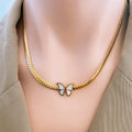 Bulk Sell Jewelry Non Tarnish Stainless Steel Gold Plated White Shell Butterfly Bracelet Earrings Choker Necklace