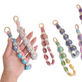 Boho Braided Wrist Strap Handmade Crochet Daisy Flower Macrame Keychains Woven Wristlet Lanyard Keychain for Mobile Phone Chains