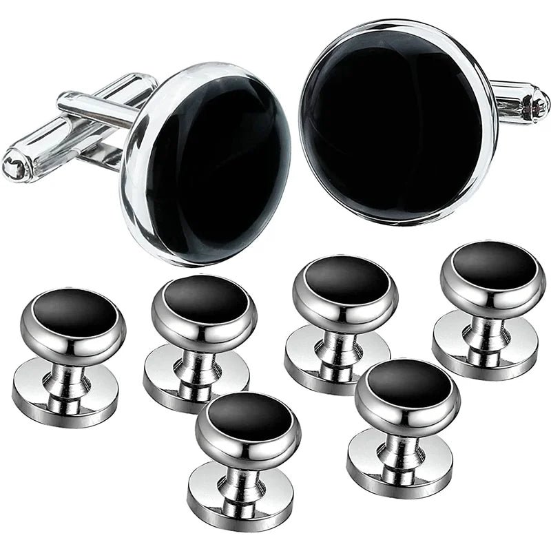 Classic Brass Cuff Links for Men Unique Business & Wedding Jewelry Groom Shirt Accessories & Tie Clips for Tuxedos Formal Events
