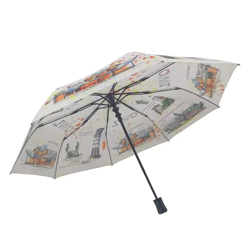 Wholesale 21'' 8k Creative Dual-Use Folding Umbrella for Adults Fashionable Three-Fold for Beach Use UV Protection Modern Travel