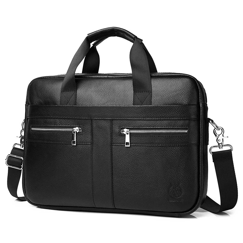 SCHLATUM Luxury Real Cow Genuine Leather Briefcase Customized Logo Big Handbag for Men Business Office Computer Laptop Bag
