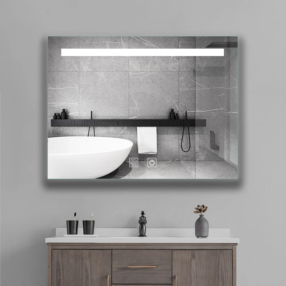 Hotel Magnify Illuminated Anti-fog Rectangle LED Light Smart Touch Display Make up Mirror With Bathroom LED Smart Mirror