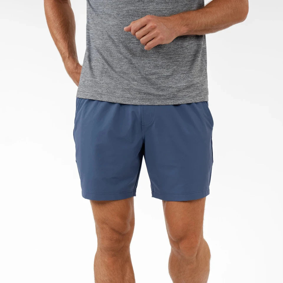 Men's Summer Casual Solid Mid Waist 4 Way Stretch Moisture Wicking Elastic Waistband Zipper Fly Training Shorts