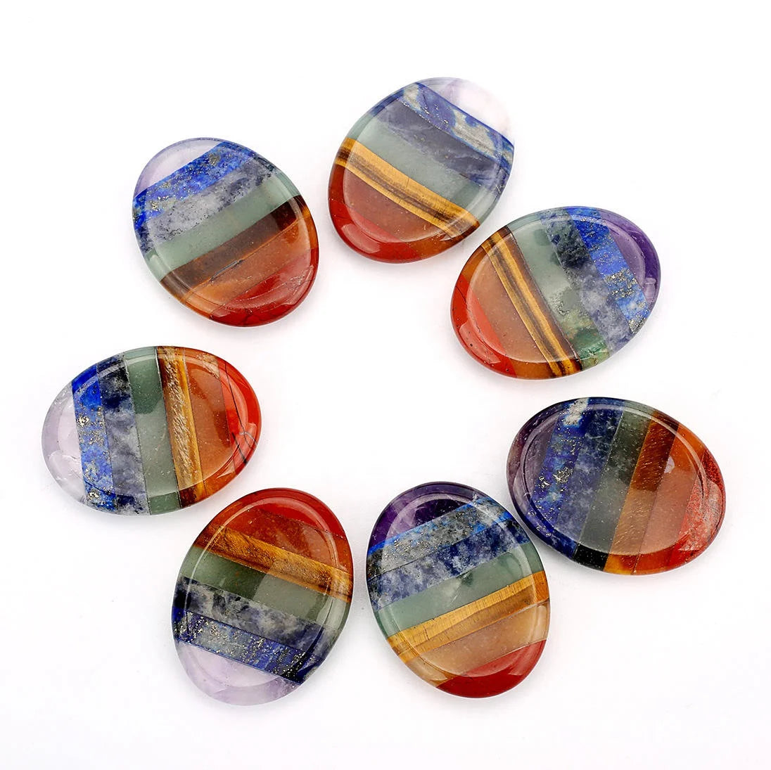 Chakra Thumb Worry Smooth Elliptical Meditation Accessory Crystal Healing Stone Natural Love Gemstone Craft Folk Art Oval 50 Pcs