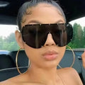 Fashion Oversized Shield Styles Sun Glasses UV400 Rivets One Piece Lens Sunglasses for Women Men