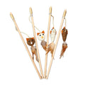 Wholesale New Design Mouse Head Bird  Wooden Pole Interactive Cat Teaser with Feather