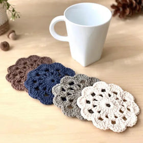 Y-F Boho Macrame Placemats Set Hand Crochet Kitchen Decor Round Cotton Rope Insulation Pads coaster