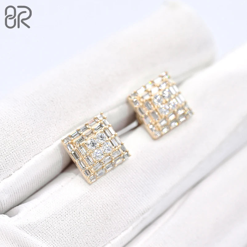 Custom Style VVS Moissanite Cluster Earrings Man Factory Wholesale Braguette Round Diamond Cut 925 Silver Fine Jewelry Earring