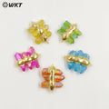 WT-P1612 WKT New Design Gold Electroplated Natural Crystal Quartz Pendant Lady Fashion Double Loops Stone Pendant