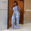 Wholesale Printed Straps Fashion Casual Two-piece Plus Size Fashion Women's Suit New Style