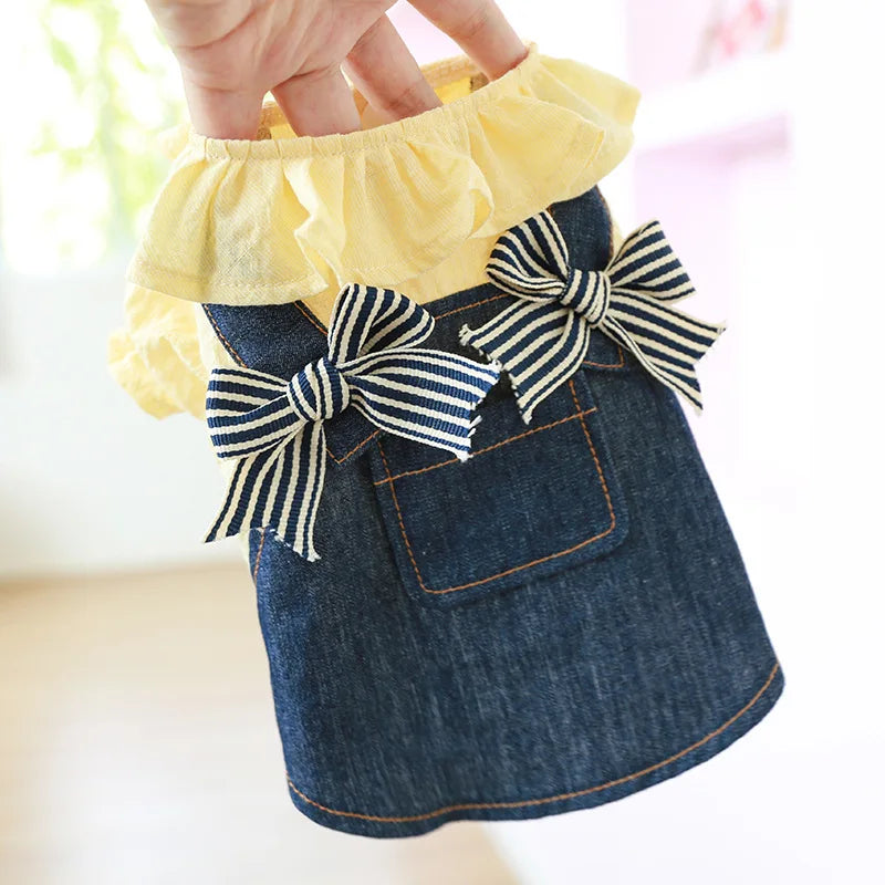 Trendy Fashion Cute Small Puppy Pet Dog Cowboy Jean Dress