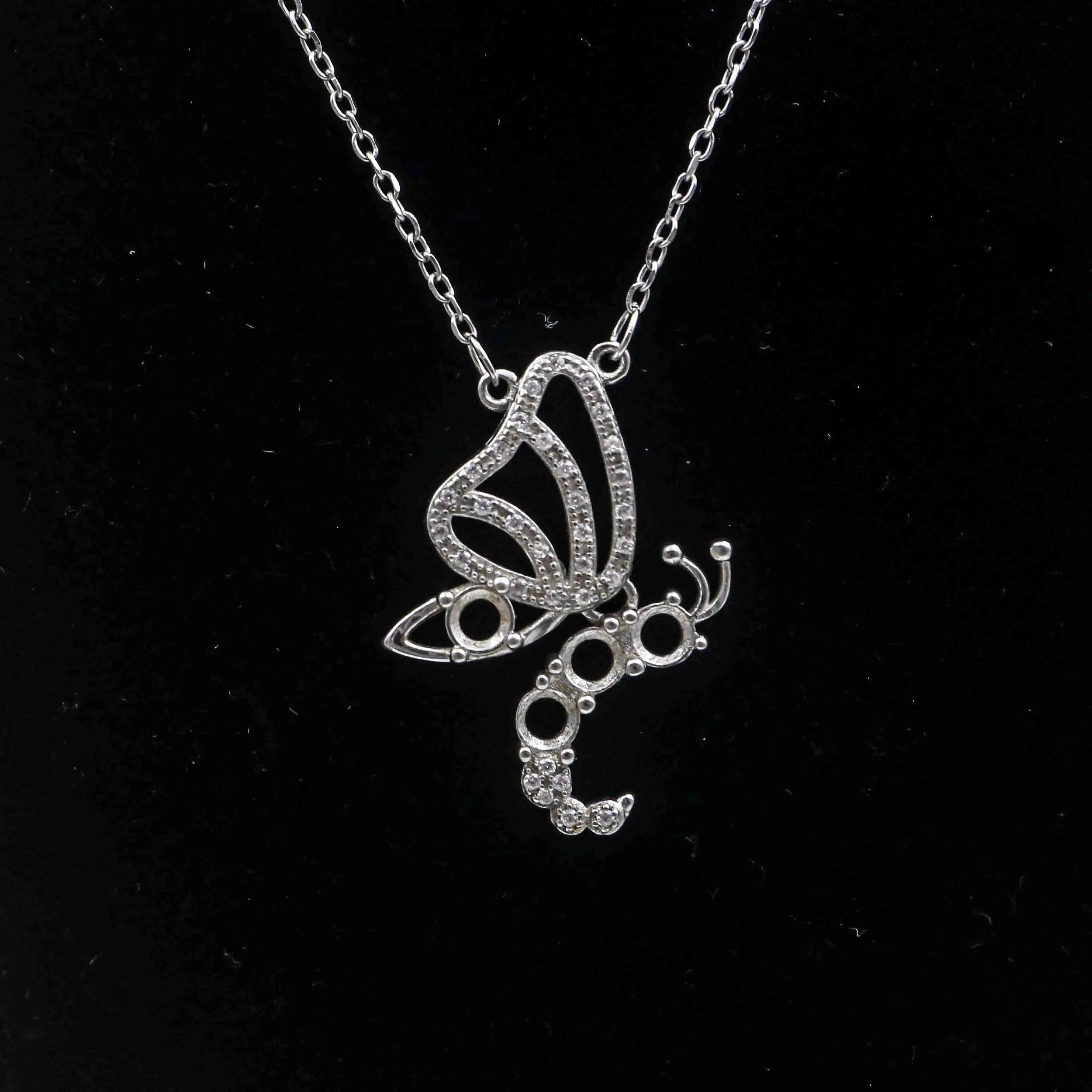 Sterling Silver 4*4mm Semi Mount Necklace Empty Support Blank Claw Setting S925 Base Holder Without Center Stone for DIY Inlay