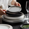 Eco-Friendly Concise Korean Country Style Tableware Set Ceramic Sandy Clay Porcelain Botanical Rustic Dinner Plate for Hotel