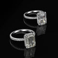 925 Sterling Silver Jewelry 18k White Gold Plated Fancy Emerald Cut baguette CZ Diamond Wedding Ring