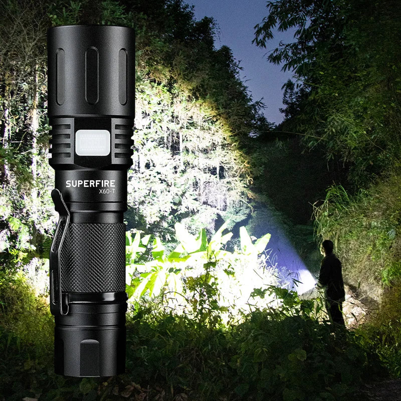 Powerful Rechargeable Zoomable Led 2000lm  FlashLight X60-T Waterproof Tactical Torch Light Usb Rechargeable Flashlight