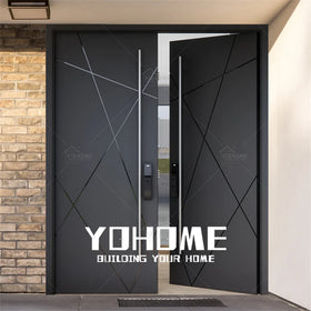 Yohome Luxury Puerta Doble Aluminium Front Double Door Exterior Double Swing Door Double Security Steel Front Entry Door