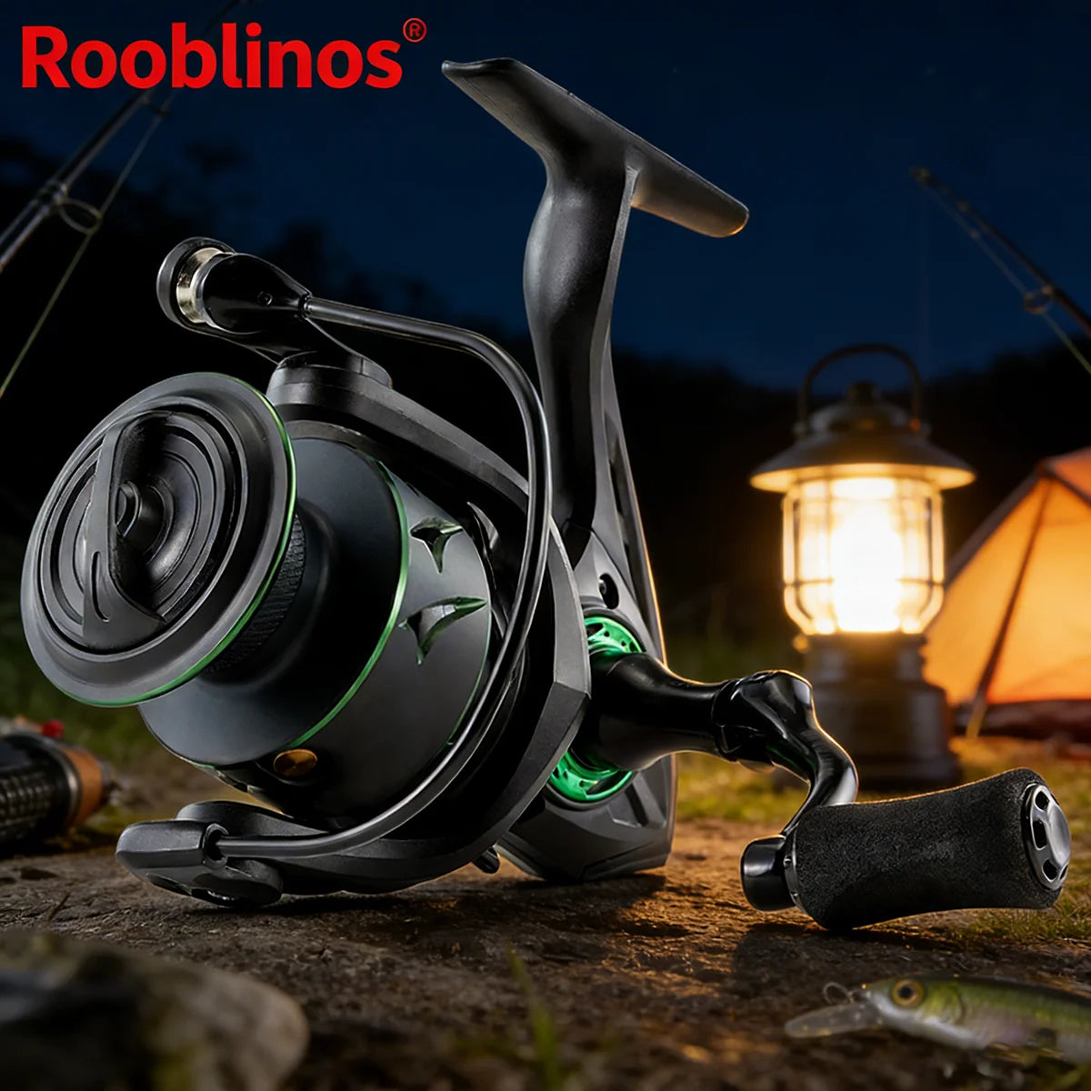 [Germany Stock] Rooblinos RF Left Hand Spinning Reel 5.2:1 Gear Ratio Nylon Body 5 Bearings Multi-Fishing Use