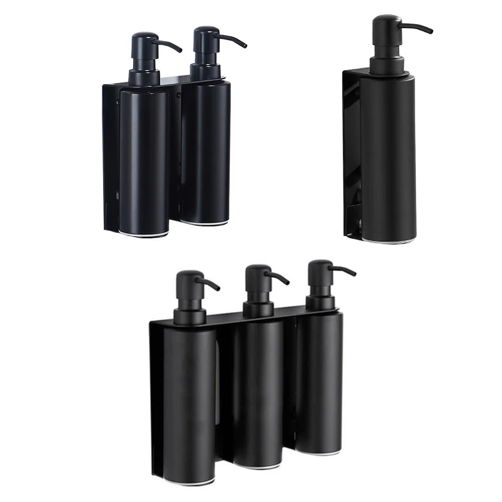 Matt Black Finish Wall Mounted Round Shape Refillable Hand SS304 Stainless Steel Shampoo Liquid Soap Dispensers