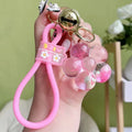 Liquid Cartoon Keychain Oil Floating Bear Liquid Boba Keychain Quicksand Milk Tea Cup Keychain