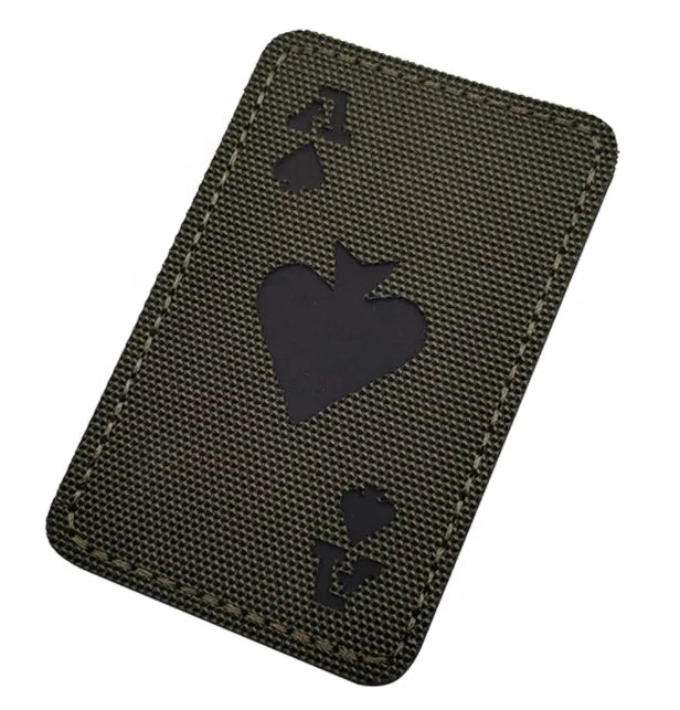 Customized 2x3.5 Inch IR Infrared Reflection Poker Glow Embroidery Patches
