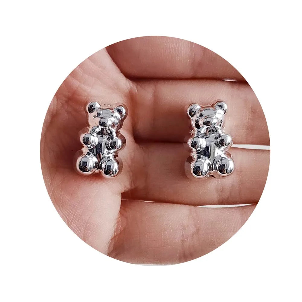 100Pcs 19mm Silver Color Cartoon Bear Pens Beads Acrylic Loose Spacer Beads for Necklace Earring Accessories Jewelry Making DIY